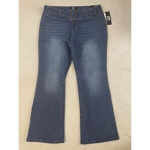 Madden NYC Low Rise Bootcut Blue Denim Jeans Women's Size 18 Self Belt New NWT